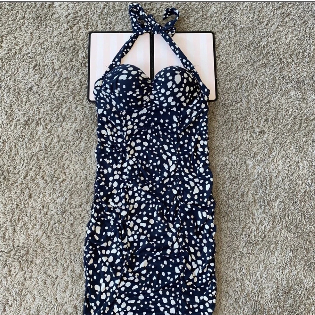 Victoria's Secret Blue And White Halter Bodycon Dress